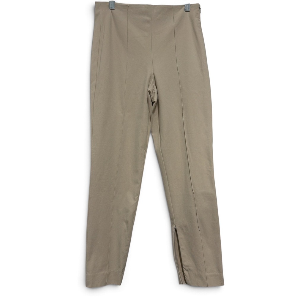 Theory Womens Beige Pintuck Slim Fit Ankle Zip Trousers Pants Size 4